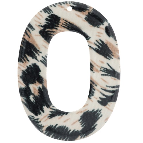 Pendentif ovale évidé 47x34 mm en acetate transparent - Léopard Noir - Marron x1