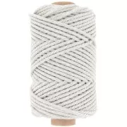 Gris Clair Chiné - Bobine de cordon en coton pour macramé 3 mm - Gris Twist x50m Bobine de cordon en coton pour macramé 3 mm - Gris Twist x50m