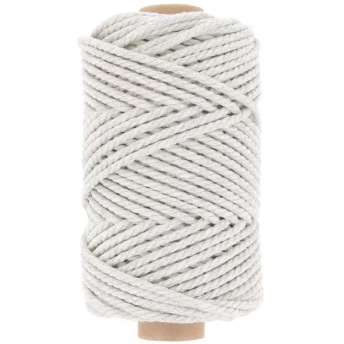 Bobine de cordon en coton pour macramé 3 mm - Gris Twist x50m