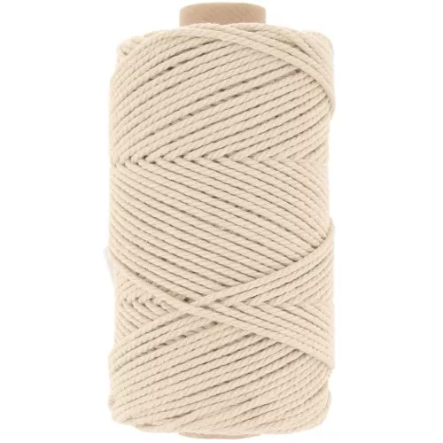 Bobine de cordon en coton pour macramé 2 mm - Beige x100m