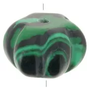 Perle rondelle citrouille 12 mm imitation pierre gemme - Malachite x1
