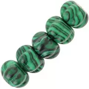 Perle rondelle citrouille 12 mm imitation pierre gemme - Malachite x1