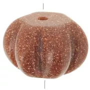 Perle rondelle citrouille 12 mm Gold Stone - imitation pierre de soleil x1