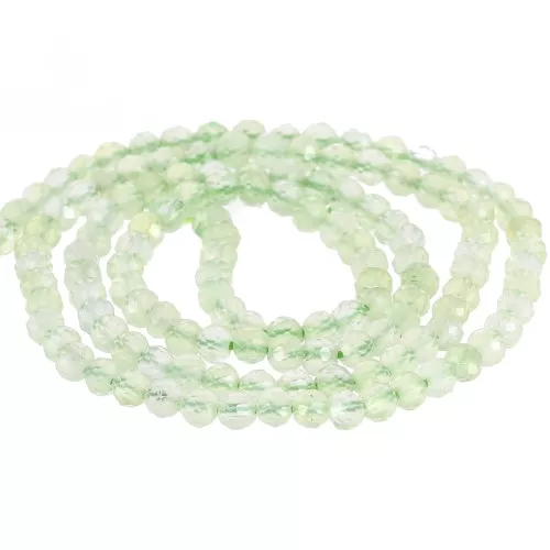 Perles rondes facettées 3 mm pierre gemme - Prehnite x39cm