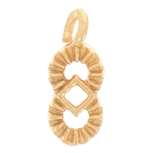 Mini breloque ethnique évidée 9x4 mm - Doré à l'or fin x1