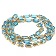 Perles olive facettées 7x4 mm en verre - Bleu - Doré x33cm