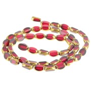 Perles olive facettées 7x4.5 mm en verre - Rouge - Doré x32cm
