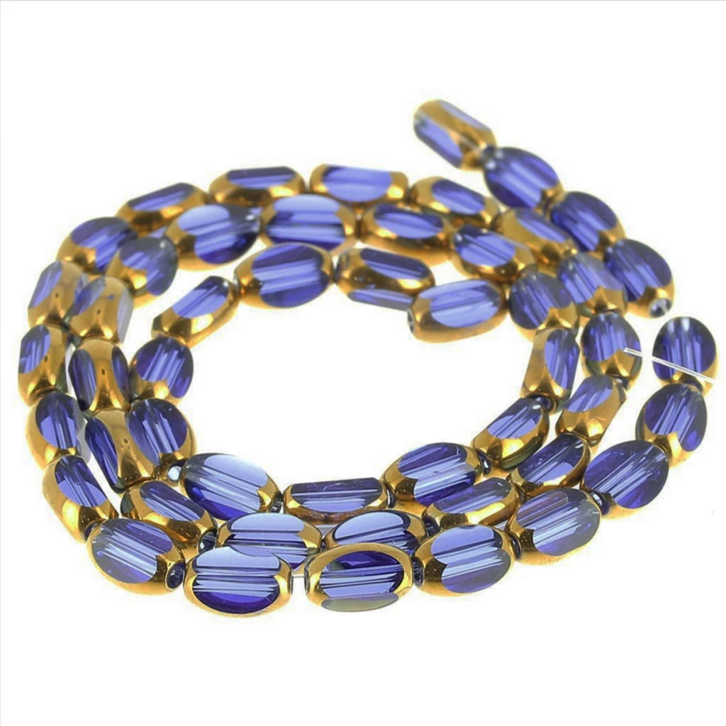 Lot De 300 Perles De Verre Anciennes Facettées - Couleur Bleu Pastel - Forme Olive 6x4 Mm - France
