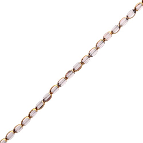 Perles olive facettées 7x4 mm en verre - Light Amethyst - Doré x32cm