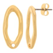 Clous d'oreilles ovales irréguliers martelés 22x10 mm - Doré à l'or fin x2|raw }}