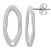 Clous d'oreilles ovales irréguliers martelés 22x10 mm - Placage Argent fin x2