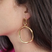 Clous d'oreilles ovales irréguliers martelés 22x10 mm - Placage Argent fin x2