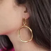 Clous d'oreilles ovales irréguliers martelés 22x10 mm - Placage Argent fin x2