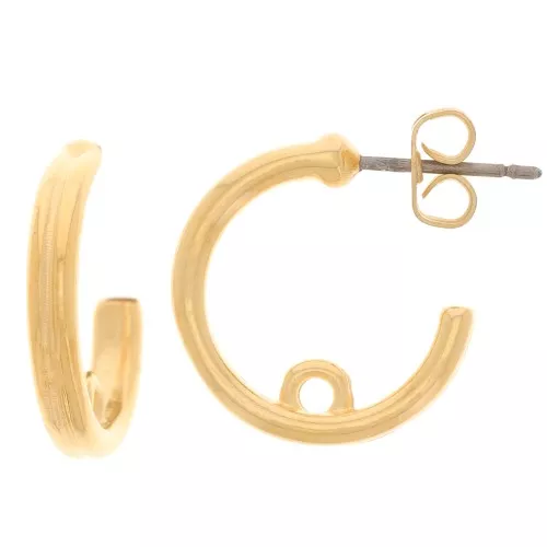 Créoles ouvertes 17 mm avec anneau fermé - Doré à l'or fin x2