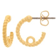 Créoles torsadées ouvertes 13 mm avec anneau fermé - Doré à l'or fin x2|raw }}