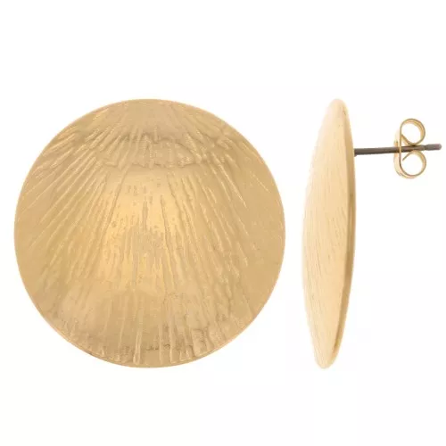 Boucles d'oreilles ronds texturés 30 mm - Doré à l'or fin x2