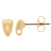 Clous d'oreilles triangles bombés 7x4.5 mm avec un trou - Doré à l'or fin x2|raw }}