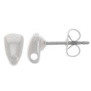 Clous d'oreilles triangles bombés 7x4.5 mm avec un trou - Placage Argent fin x2