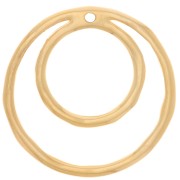 Pendentif double cercle irrégulier 36 mm - Doré à l'or fin x1