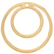 Pendentif double cercle irrégulier 36 mm - Doré à l'or fin x1