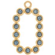 Pendentif rectangle 26x15 mm avec résine époxy - Doré à l'or fin - Bleu pailleté|raw }}