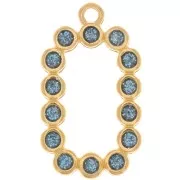 Pendentif rectangle 26x15 mm avec résine époxy - Doré à l'or fin - Bleu pailleté