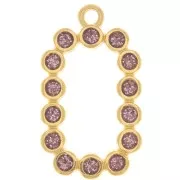 Pendentif rectangle 26x15 mm avec résine époxy - Doré à l'or fin - Violet pailleté