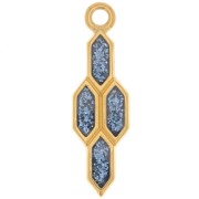 Pendentif géométrique 24x7 mm avec résine époxy - Doré à l'or fin - Bleu pailleté|raw }}