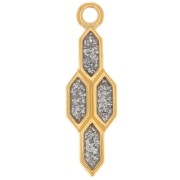 Pendentif géométrique 24x7 mm et résine époxy - Doré à l'or fin - Argenté pailleté|raw }}