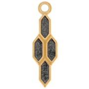 Pendentif géométrique 24x7 mm avec résine époxy - Doré à l'or fin - Noir pailleté|raw }}