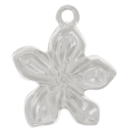 Pendentif fleur 18x15 mm - Placage Argent fin x1