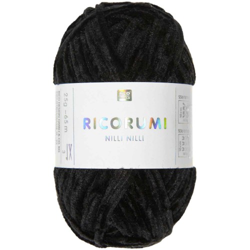 Laine chenille Ricorumi Nilli Nilli par Rico Design - Amigurumi - Noir 027 x25g