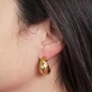 Demi-créoles ouvertes larges 21 mm effet tressé - Acier inoxydable 316L Doré x2