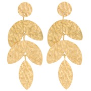 Boucles d'oreilles pendantes feuilles 58x24 mm - Acier inox 316L Doré x2|raw }}