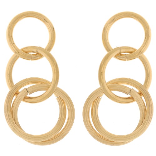 Boucles d'oreilles pendantes multi-cercles 39x18 mm Acier inoxydable 304L Doré x2