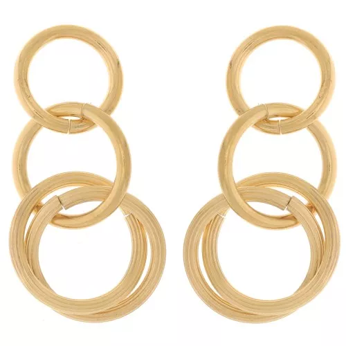Boucles d'oreilles pendantes multi-cercles 39x18 mm Acier inoxydable 304L Doré x2