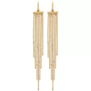 Créoles fines avec pendentif franges 85 mm - Acier inoxydable 304L Doré x2