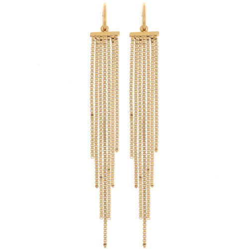 Créoles fines avec pendentif franges 85 mm - Acier inoxydable 304 Doré x2