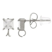 Clous d'oreilles carrés avec oxyde de zirconium 8x5 mm - Acier inox 304L x2