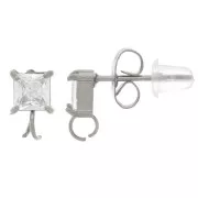 Clous d'oreilles carrés avec oxyde de zirconium 8x5 mm - Acier inox 304L x2