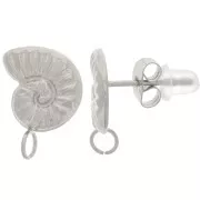 Clous d'oreilles coquillage 15x11 mm - anneau ouvert - Acier inox 304L x2