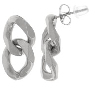 Boucles d'oreilles maille gourmette limée 22x11 mm - Acier inox 304L x2|raw }}