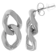 Boucles d'oreilles maille gourmette limée 22x11 mm - Acier inox 304L x2