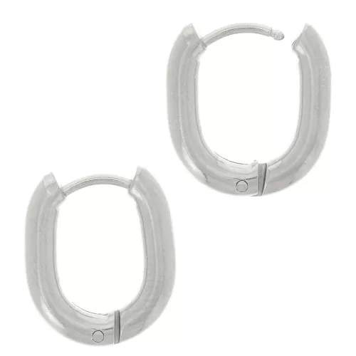 Créoles ovales 16x12 mm - Acier inoxydable 304L x2