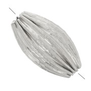 Perle olive striée 10x6 mm - Godron - Acier inoxydable 304L x1
