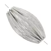 Perle olive striée 10x6 mm - Godron - Acier inoxydable 304L x1
