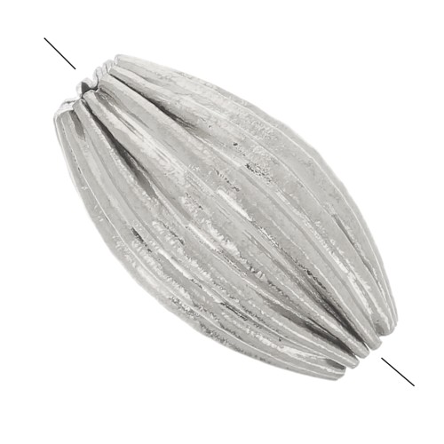 Perle olive striée 10x6 mm - Godron - Acier inoxydable 304L x1