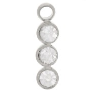 Breloque barre 11x3 mm avec 3 oxydes de zirconium - Acier inoxydable 304L x1|raw }}