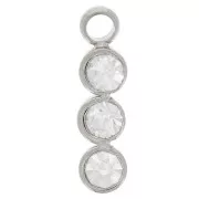 Breloque barre 11x3 mm avec 3 oxydes de zirconium - Acier inoxydable 304L x1