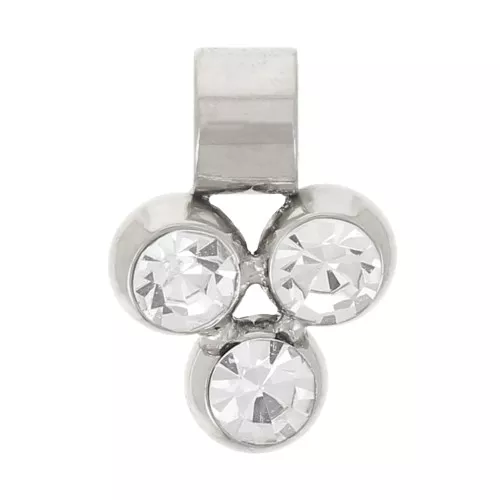 Mini breloque 8x6 mm avec 3 oxydes de zirconium - Acier inoxydable 304L x1